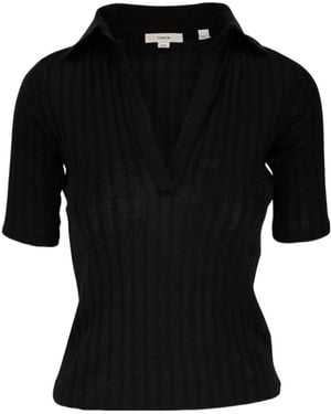 Vince Ribbed-Knit Cotton T-Shirt - Black