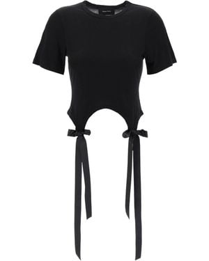 Simone Rocha Bow Detailed Crewneck T-Shirt - Black