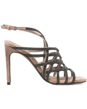Brunello Cucinelli Caged Open-Toe Sandals - Metallic