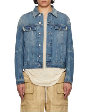 Rick Owens Distressed Denim Jacket - Blue