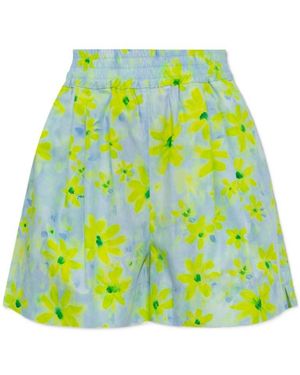 Marni Tie-Dyed Logo Embroidered Shorts - Green
