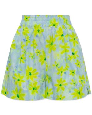 Marni Tie-Dyed Logo Embroidered Shorts - Green