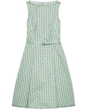 Prada Floral Print Duchess Dress - Green