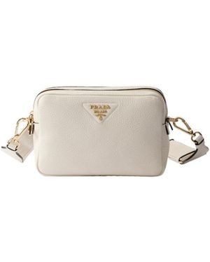 Prada Small Leather Shoulder Bag - Gray