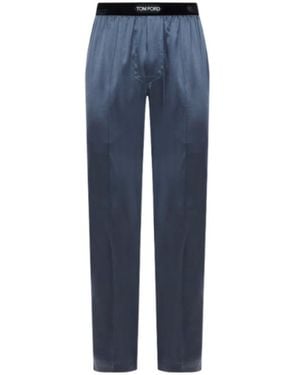 Tom Ford Logo Casual Trousers - Blue