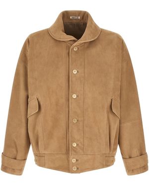 AURALEE Suede Bomber Jacket - Brown