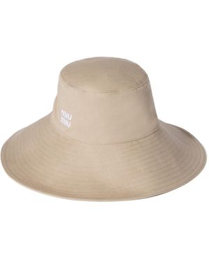 Miu Miu Logo-Embroidered Bucket Hat - White