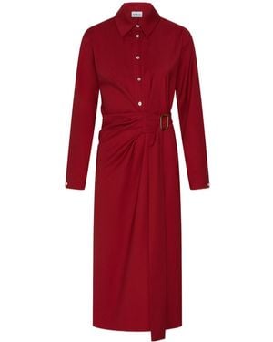 Marella Shirt Dress With Side Buckle Detail - Red