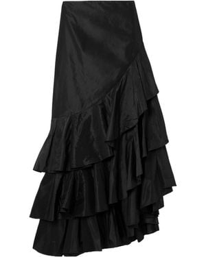 Johanna Ortiz Spirit Of Exploration Asymmetric Ruffled Silk Maxi Skirt - Black