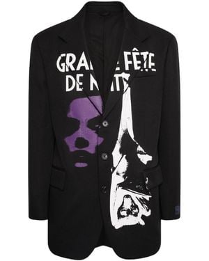 Raf Simons Lapel Printed Suit Jacket - Black