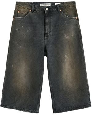 Our Legacy Capri Wide-Leg Denim Shorts - Grey
