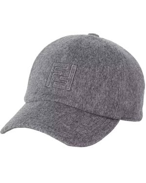Fendi Ff Embroidered Baseball Cap - Grey