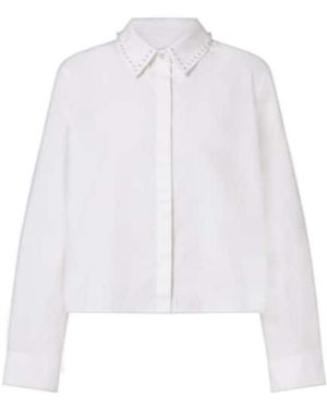 Velvet By Graham & Spencer Jocelyn Beaded Cotton Poplin Shirt - White