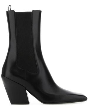Prada Leather Ankle Boots - Black