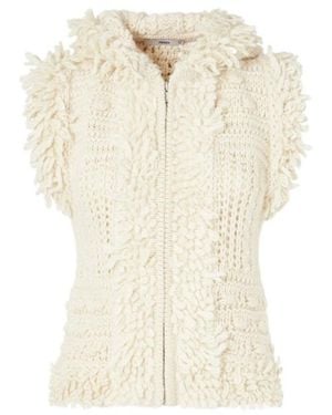 Fendi Chunky Cable Knit Hooded Gilet - White