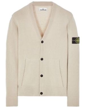 Stone Island Compass-Motif Ribbed Cardigan - Natural