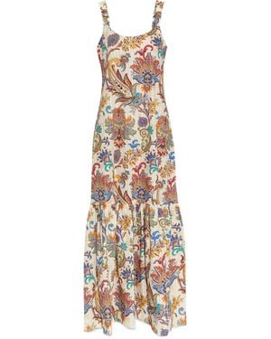 Etro Floral Printed Sleeveless Maxi Dress - White