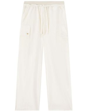 Palm Angels High-Shine Satin Parachute Pants - White