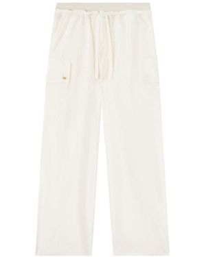 Palm Angels High-Shine Satin Parachute Pants - White