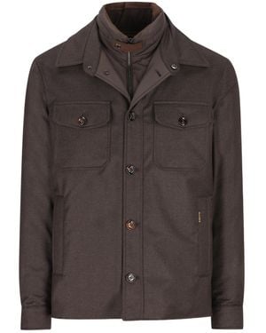 Moorer Long-Sleeved Casual Jacket - Brown