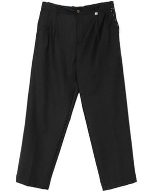 Myths Pleated-Front Straight-Leg Pants - Black
