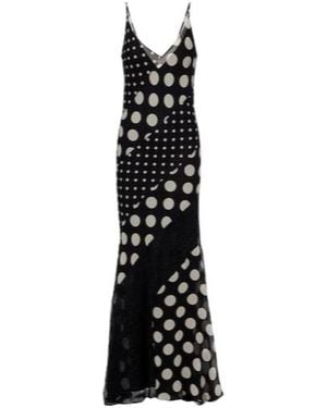 Nina Ricci Polka-Dot Silk Maxi Dress - Black