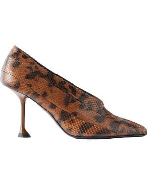 Proenza Schouler Tee 85 Snake-Effect Leather Court Shoes - Brown