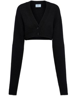 Prada Cropped Wool And Cashmere Cardigan - Black