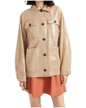 Brunello Cucinelli Lamé Cotton Jacket - Natural