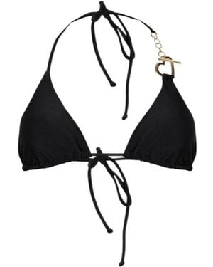 Moschino Logo Engraved Bikini Top - Black