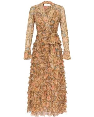 Zimmermann Ruffled Wrap Dress - Natural