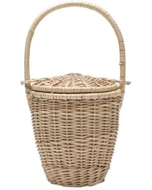 Patou Woven Bucket Shoulder Bag - White
