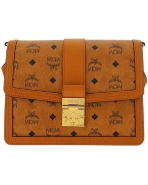 MCM Tracy Foldover Medium Shoulder Bag - Brown