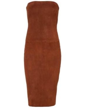 Stouls Monica Strapless Suede Midi Dress - Brown