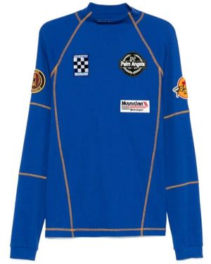 Palm Angels Patch-Detail T-Shirt - Blue