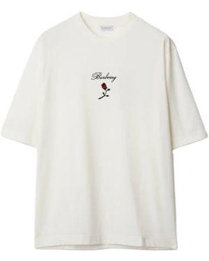 Burberry Logo Embroidered Crewneck T-Shirt - White