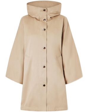Brunello Cucinelli Cotton And Linen Twill Hooded Outerwear Jacket With Monili - Natural