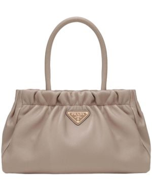 Prada Double Handle Shoulder Bag - Natural