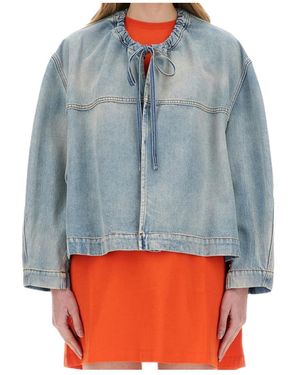 MSGM Drawstring Denim Jacket - Blue