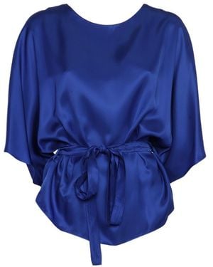 P.A.R.O.S.H. Belted Blouse Viscose - Blue