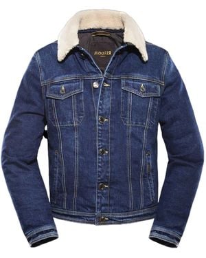 Moorer Taburno Sherpa-Collar Denim Jacket - Blue