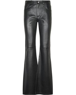 Haikure Leather Casual Trousers With Belt Loops - Black