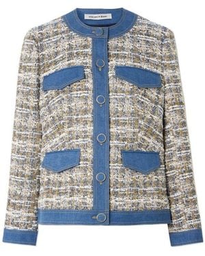 Veronica Beard Ainslie Denim-Trimmed Cotton-Blend Tweed Jacket - Blue