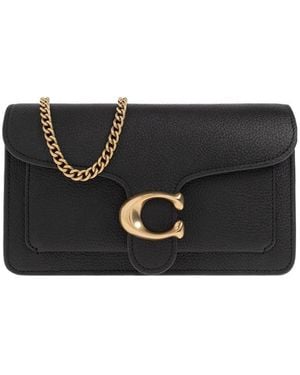 COACH Tabby Logo Plaque Chained Clutch Bag - Black