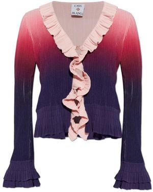 CASABLANCA Gradient-Effect Ruffled Cardigan - Purple