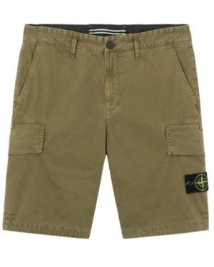 Stone Island Logo-Patch Shorts - Green