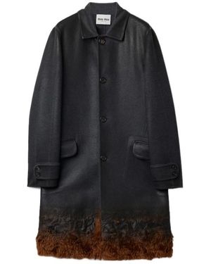 Miu Miu Single-Breasted Double Wool And Shearling Coat - Black