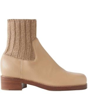 Gabriela Hearst Round-Toe Ankle Boots - Natural
