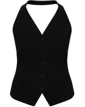 Lisa Yang Immy Halterneck Buttoned Top - Black