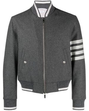 Thom Browne 4-Bar Stripe Zip-Up Bomber Jacket - Grey